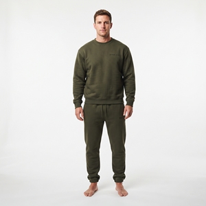 Ensemble de survêtement deux pièces personnalisé pour homme, col rond, coupe ample, couleur unie, vente en gros - Product Image 5