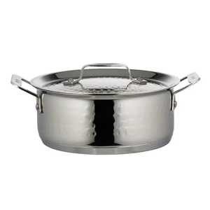 Commercial Hammered Stainless Steel Stockpot With Flat <b>Lid</b> Die Cast Side Handles Induction Ready Soup Cooking <b>Pot</b> - Product Image 1