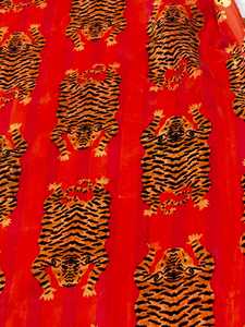 Coral Orange Tiger <b>Print</b> Velvet Drapes - Custom Size Boho Curtains 100% Cotton Velvet High quality cotton velvet - Product Image 6