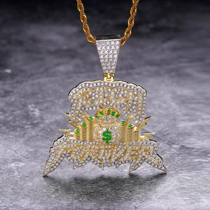 Collar de Hip Hop con Colgante 'Rich Forever' con Diamantes de Moissanita, Chapado en Oro, Joyería de Lujo, Regalo - Product Image 1