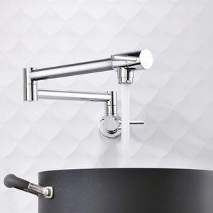 Rubinetto da Cucina Pieghevole in Ottone Lucido con Doppia Maniglia, Girevole, Cromato, Oro Rosa, Classico, Solo per Acqua Fredda, per Uso Commerciale - Product Image 4