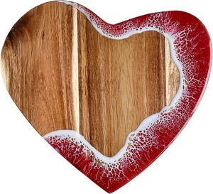 Heart Serving Board Acacia Wood with Epoxy , Adorable Charcuterie Cheese Tray, Kitchen Gift Idea, <b>Cute</b> Cutting Board for - Product Image 1