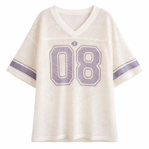 Maillot de football américain surdimensionné pour femme, col en V respirant, imprimé numéros, streetwear, maille à grands trous, logo personnalisé, faible MOQ - Product Image 6