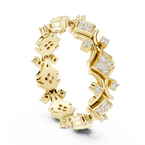 Anillo de Eternidad Geométrico en Oro Amarillo para Mujer, Joyería de Moda de Lujo con Cristales para Aniversario de Bodas, Regalo - Product Image 4