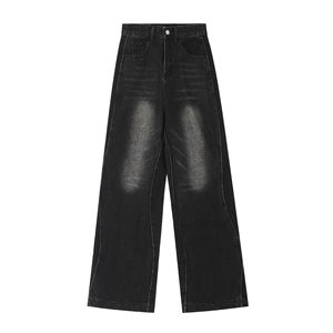 Vaqueros Baggy Rectos Personalizados de Estilo Urbano para Hombre, Vaqueros de Mezclilla de Algodón Oscuro Desgastado, Pantalones Vaqueros Vintage de Moda para Hombre - Product Image 1