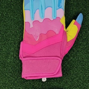 Custom Baseball Batting <b>Gloves</b> Full Finger Dripping Print Non-Slip Synthetic Material Right-Handed Hook And Loop Closure Unisex - Product Image 4
