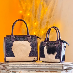 2026 New Western Hand <b>Tooled</b> Hair On Hide Genuine <b>Leather</b> Speedy Bag Women's Fashionable Handbag Custom Travel Speedy Duffel Bag - Product Image 1