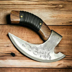 Hache à pizza viking forgée à la main, lame en acier à haute teneur en carbone, manche en bois de rose, longueur totale de 10 pouces, hache large de qualité supérieure - Product Image 4
