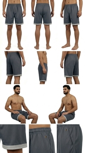 Shorts décontractés pour hommes en mélange de coton, taille élastique, style streetwear, logo personnalisé, fournisseur en gros - Product Image 2