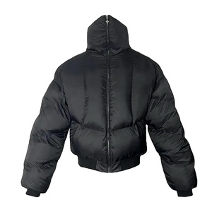 Chaqueta acolchada de lona ligera a prueba de viento para hombre de High Street, abrigos recortados de invierno para exteriores de talla grande, Capucha con cuello levantado - Product Image 4