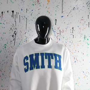 Sudadera SMITH ASH GREY con cuello alto, 100% azul, con apliques bordados, cuello ancho, URBAN PRODUCTIONS - Product Image 4