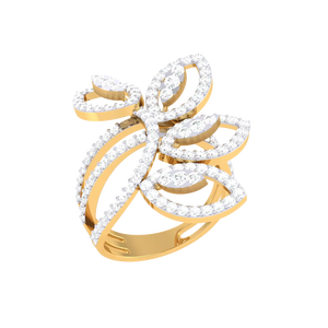 แหวนลายใบไม้และผีเสื้อหลายชั้นประดับคริสตัลสีทอง ดีไซน์โดดเด่น สำหรับโอกาสพิเศษ - Product Image 5