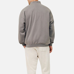 Sudadera de forro polar para hombre, oversize, con media cremallera, cuello alto, color liso, estilo casual para otoño, ajuste regular, jersey de punto - Product Image 2