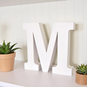 Décorations en bois en forme de lettre M, lettres anglaises majuscules blanches, découpées pour travaux d'art et d'artisanat, décoration de la maison, projets scolaires et design créatif - Product Image 6