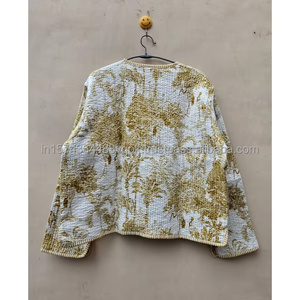 Veste courte matelassée en coton vintage faite à la main pour femme, style bohème chic, idéale pour l'été et l'automne, en lin avec rivets, cadeau parfait - Product Image 6