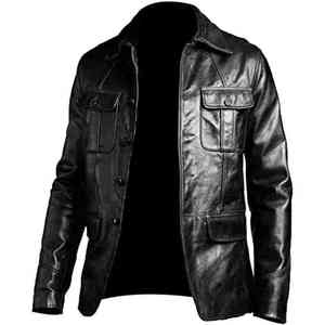 <b>Men</b> Rustic Leather <b>Jacket</b> Genuine Leather Casual Soft Zip Front Durable Regular Fit Outdoor Winter Quick Dry Breathable Fashion - Product Image 1