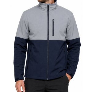 Veste Softshell Homme Premium Bicolore Gris Clair en Haut Bleu Marine en Bas Résistante à l'Eau - Product Image 1