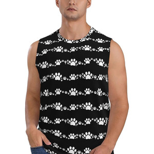 เสื้อกล้ามออกกำลังกายผู้ชาย OEM ระบายอากาศได้ดี ผ้าฝ้าย 100% คอกลม พิมพ์ลายดิจิตอลตามสั่ง ไม่มีแขน ผลิตโดยผู้ผลิตเสื้อผ้ากีฬา น้ำหนัก 275 GSM - Product Image 2