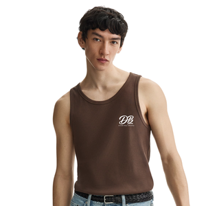 Camiseta sin mangas ajustada de canalé elástica, chaleco básico informal para entrenamiento, tela suave y transpirable, fabricante OEM ODM personalizado - Product Image 1