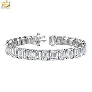 สร้อยข้อมือเพชรทรงเหลี่ยมมรกตแบบสี่ขา |   กำไลข้อมือ Eternity ทองคำแท้ 9K 14K 18K เครื่องประดับชั้นดี หรูหรา - Product Image 1