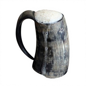 Tazas de Cuerno de Vaca para Beber, Doble Pared con Aislamiento al Vacío, 450 ml, Ecológicas, Reciclables, Vintage, Ligeras, con Tapa de Bambú, para Cerveza, Regalo de Cumpleaños - Product Image 2