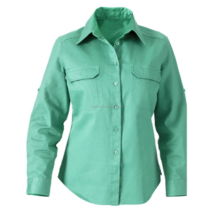 Camisas de Trabajo Industriales para Mujer, Hechas a Medida, con Serigrafía, Sin Costuras, de Manga Larga, Transpirables, de Sarga de Algodón - Product Image 1