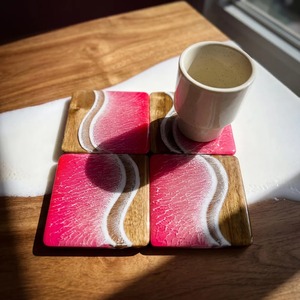 Durable Handmade Natural Resin Wooden <b>Coaster</b> <b>Set</b> Protecting Furniture From Heat And Water While Adding Elegant Rustic Charm - Product Image 4