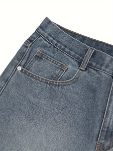 Shorts en jean délavé pour homme, coupe droite, taille mi-haute, décontracté, été, en tissu de coton tricoté - Product Image 3