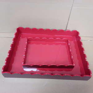 Modern scalloped lacquer serving tray from <b>Vietnam</b>, designed with premium craftsmanship and customizable color solutions - Product Image 4