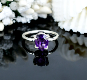 Anillo de Amatista Natural con Corte de Pera, Plata de Ley 925, Anillo de Piedras Preciosas Hecho a Mano, Joyería de Amatista Morada para Mujer - Product Image 4