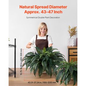 2 Pezzi Grandi Felci Artificiali Boston Pendenti, Diametro 43-47 Pollici, Spalma Naturale, per Uso Interno, Decorazione Murale, Pianta Finta 5 - Product Image 2