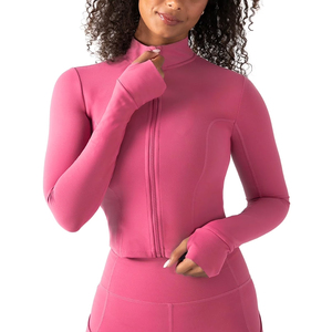Women's Black Full Zip Yoga Jacket 2 Piece <b>Set</b> Contrast Stitch Zippers Seamless Active Stretch <b>Long</b> <b>Sleeve</b> Quick Dry Sport Top - Product Image 4