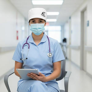 Chapeaux de travail en coton pour femmes, absorbants, avec section élastique, pour toilettage d'animaux, soins infirmiers, chapeaux de laboratoire à imprimé floral, vente en gros - Product Image 2