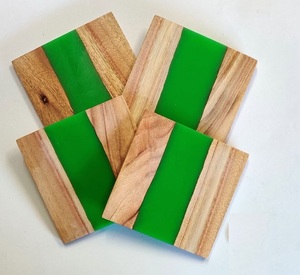 2026 Newly Arrival Wooden Coaster <b>Set</b> With Resin Design Non Slip Drinkware Heat Resistant Mats & Pads Table Decoration Placemat - Product Image 3