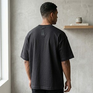 FIFOSPORTS T-shirt in cotone pesante personalizzata da uomo, vestibilità oversize squadrata, streetwear, alta grammatura, maglietta bianca con ricamo <span class=keywords><strong>tonale</strong></span> senza volto - Product Image 4