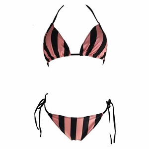Conjunto de Bikini Casual y Cómodo para Mujer, Cintura Alta, Color Sólido, Sujetador Triangular con Relleno Extraíble, Tejido de Punto Acanalado de Spandex sin Costuras - Product Image 2