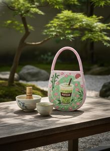 Sac à bandoulière décontracté fait main en perles de matcha avec motif floral, poignée rose et perles acryliques vertes - Product Image 3