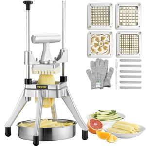 Affettatrice Professionale in Acciaio Inox per Verdure con 4 Lame da 1/4, 3/8, 1/2 Pollici, Taglia a 6 Fette per Frutta e Patatine Fritte - Product Image 1