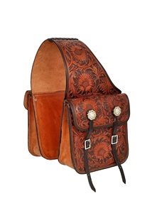 Hand Carved Floral Tooling Beautiful Leather Western Saddle Bag Premium Handmade Genuine Leather Horse Saddle Bag Equestrian - Product Image 1