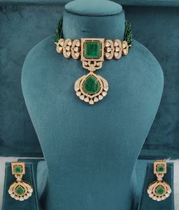 Ensemble collier et perles Polki Hydro en pierre doublette et moissanite de qualité supérieure, idéal pour les mariages, les soirées, les fiançailles, finition luxueuse. - Product Image 2