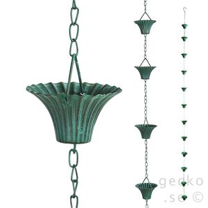 Chaîne de pluie décorative en forme de bol bleu texturé pour une élégante évacuation des eaux de toit en extérieur - Product Image 2