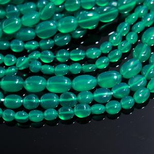 Perles en pierre de forme ovale lisse en onyx vert Perles en onyx naturel Perles en forme ovale en onyx vert - Product Image 1