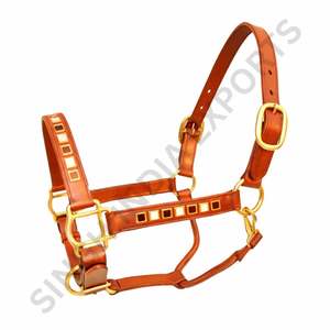 SIE - Cabestro Ajustable de Cuero Genuino Negro y Blanco para Exhibición Ecuestre, Doble Capa Acolchada Premium con Herrajes de Latón - Product Image 4