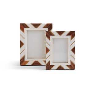 Elegant Grid Pattern Bone Inlay Picture <b>Frame</b> <b>White</b> Resin Wood Photo <b>Frame</b> Minimalist Geometric Tabletop Art Display <b>Frame</b> Set - Product Image 2