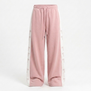 Women's Wide Leg Mid <b>Waist</b> Drawstring <b>Elastic</b> <b>Waist</b> Sweatpants Casual Loose Fit Soft Lounge <b>Trousers</b> with Side Panel - Product Image 6