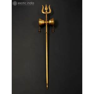 Escultura grande 60 \ "Lord Shiva's Trident/Trishul en latón - Product Image 4