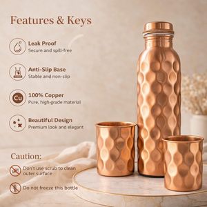 Hammered Pure <b>Copper</b> Water <b>Bottle</b> with Glass Pure <b>Copper</b> <b>Drinking</b> <b>Bottle</b> Tumblers for Home Office Gift - Product Image 6