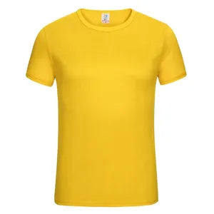 T-shirt à manches courtes pour homme, noir, 100% polyester, séchage rapide, coupe classique, col rond, couleur unie, jersey tricoté décontracté - Product Image 3