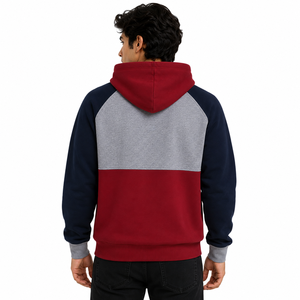 Sweat-shirt à capuche personnalisé bicolore pour homme en molleton épais de coton – Confortable, idéal pour l'hiver et le streetwear – Fabricant en gros - Product Image 3