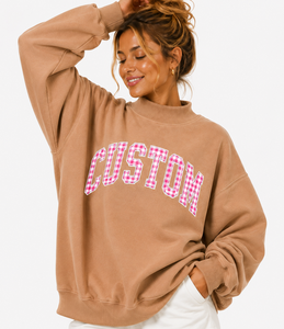 OEM Custom <b>Women</b> Mock Neck Sweatshirt Greek Sorority TBSIGMA Chenille Patch Embroidery Heavyweight Cotton <b>Fleece</b> <b>Top</b> - Product Image 5